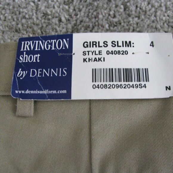 NWT Dennis uniform Irvington khaki shorts Girls 4 slim - Picture 4 of 12